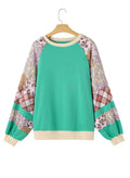 European & American Loose Floral Patchwork Long-Sleeved Women's Tops