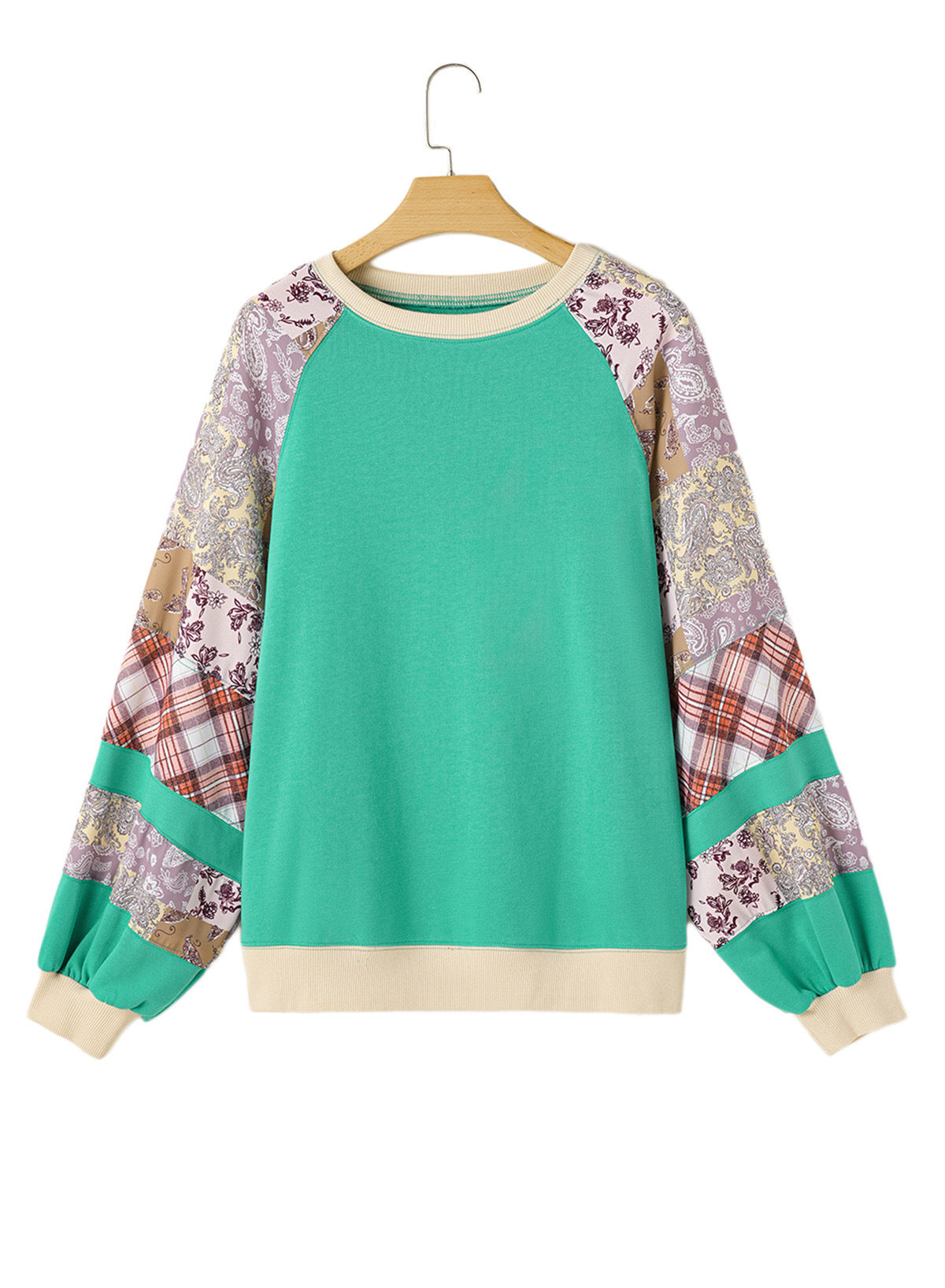 European & American Loose Floral Patchwork Long-Sleeved Women's Tops