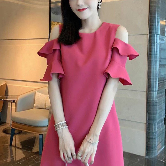 European & American Summer  Women's Lotus Leaf Sleeve Dress