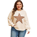 European & American  Star Print Plus Size Sweatshirt for Women