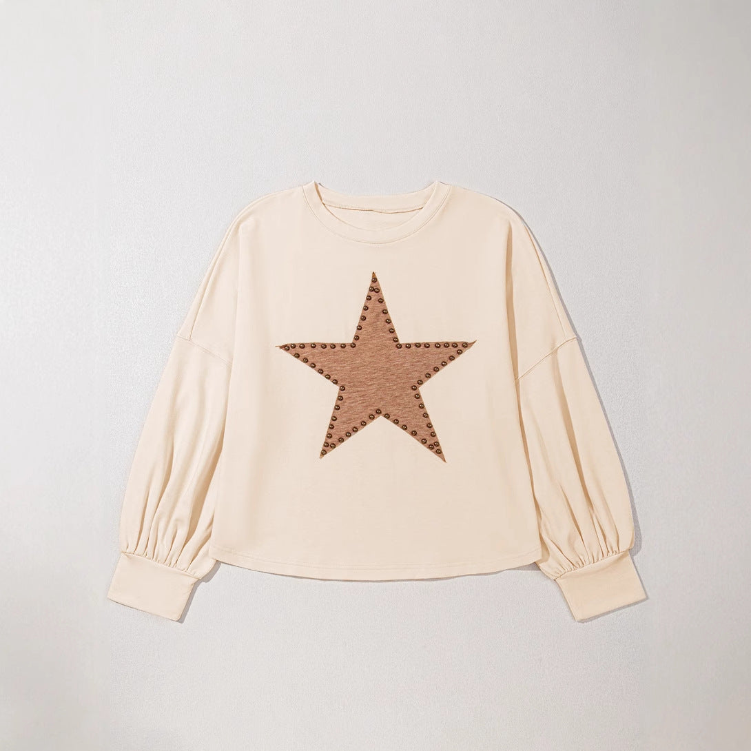 European & American  Star Print Plus Size Sweatshirt for Women